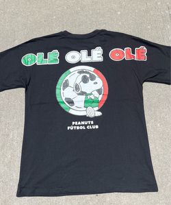 BLACK Peanuts Snoopy Mexico “OLE OLE”  SOCCER WORLD CUP EMBROIDERED shirt LARGE