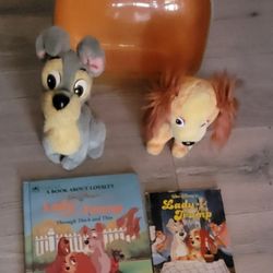 Disney Lady & The Tramp Plush, 2 Books, Carrying Case