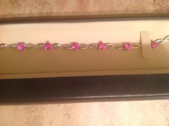 Pink heart gemstone bracelet from Fred a Meyer Jewelers brand new in box $90.00