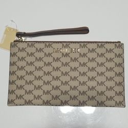 MICHAEL MICHAEL KORS Jet Set Logo Coated Canvas Pouch