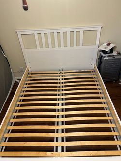 * Slatted base included  White Wood Bed Frame with Slatted Base