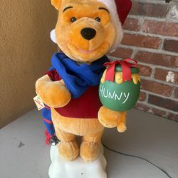 1997 Disney 23" Winnie Pooh Santa Bear Moving Christmas Animated Telco Vintage