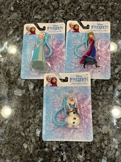 Disney Frozen Figural Bag Clips Lot of 3: Anna, Elsa and Olaf. Brand new factory sealed. Smoke free home