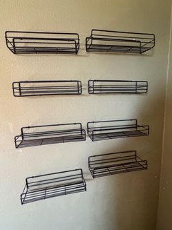 Set of 8 Wall‑Mounted Metal Wire Spice/Storage Racks