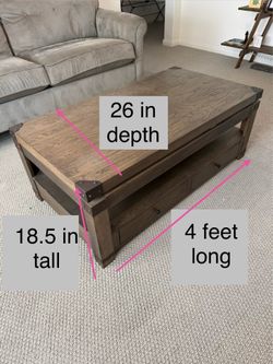 Lift top coffee table with drawers