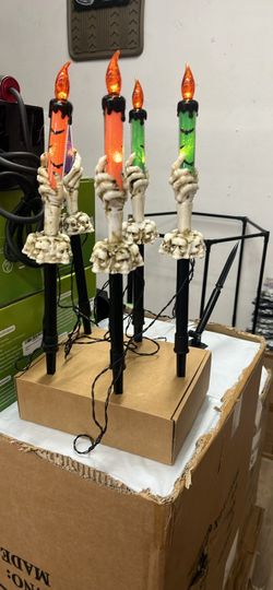 Halloween Skeleton Hand Candle Stake Lights Set