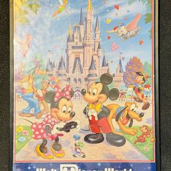 Vintage 90s Framed Walt Disney World Poster