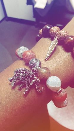 Custom made charm beaded bracelets with stones