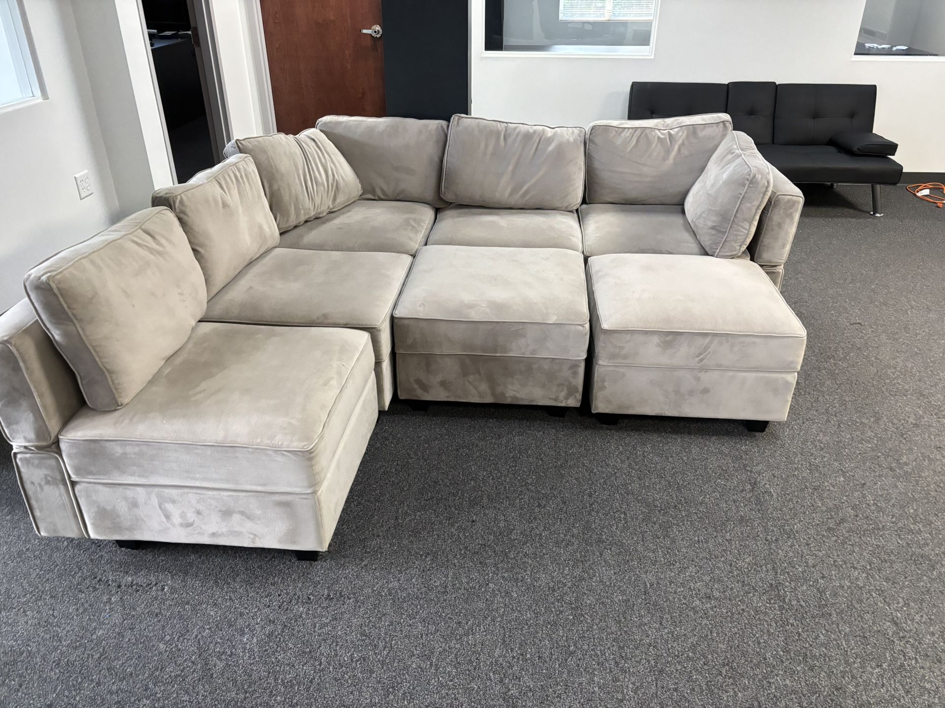 Gray Sectional Couch With Adjustable Headrests