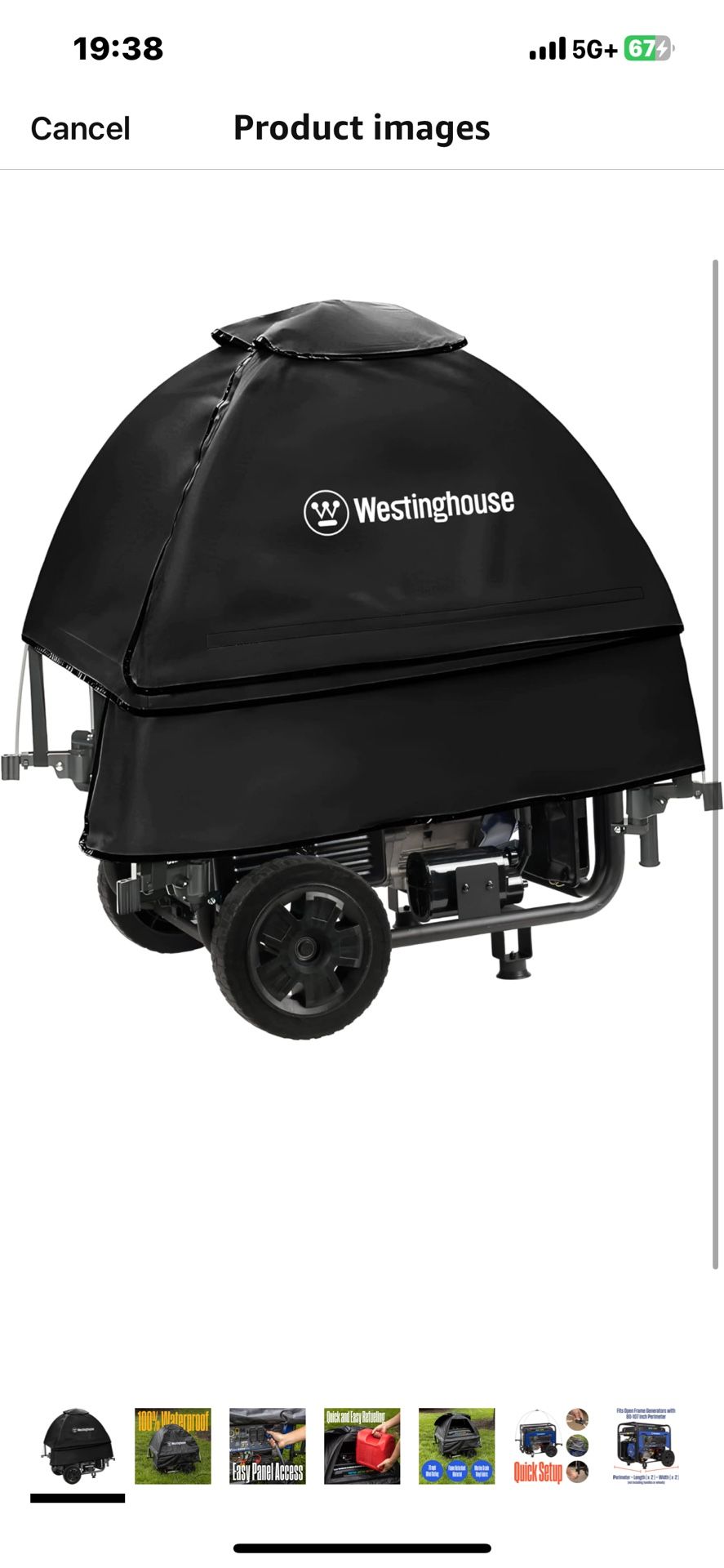 Westinghouse WGenTent Generator Running Cover for Open Frame Generators,Black