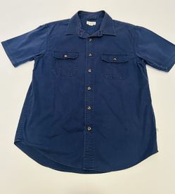 Magellan Outdoor Men’s Medium Short Sleeve Button Up Resort Shirt Blue Cotton