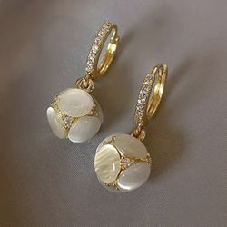Brand New Exquisite Moonstone Zircon Inlaid Dangle Earrings