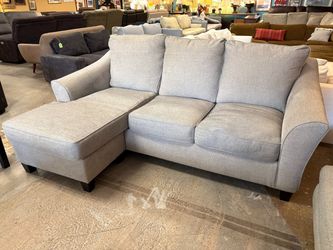 Light Grey Fabric Slope Arm Sofa w/ Reversible Chaise