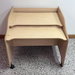 Montessori Double Kids Mobile Desk Wooden Computer Station