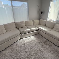 Sectional Sofa Sleeper with Pull-Out Bed, USB Charging Port, Upholstered L-Shaped Couch