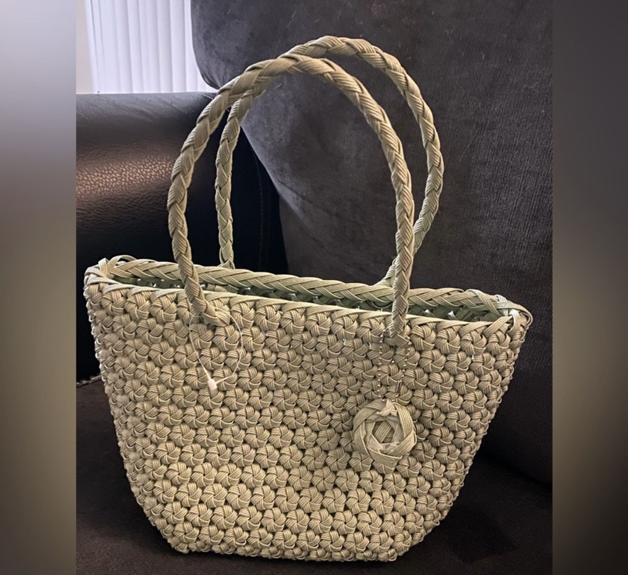 New Sage Green Woven Beach Tote | Bag