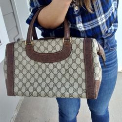 Authentic Vintage Gucci GG Monogram Supreme Boston Doctor Satchel Bag