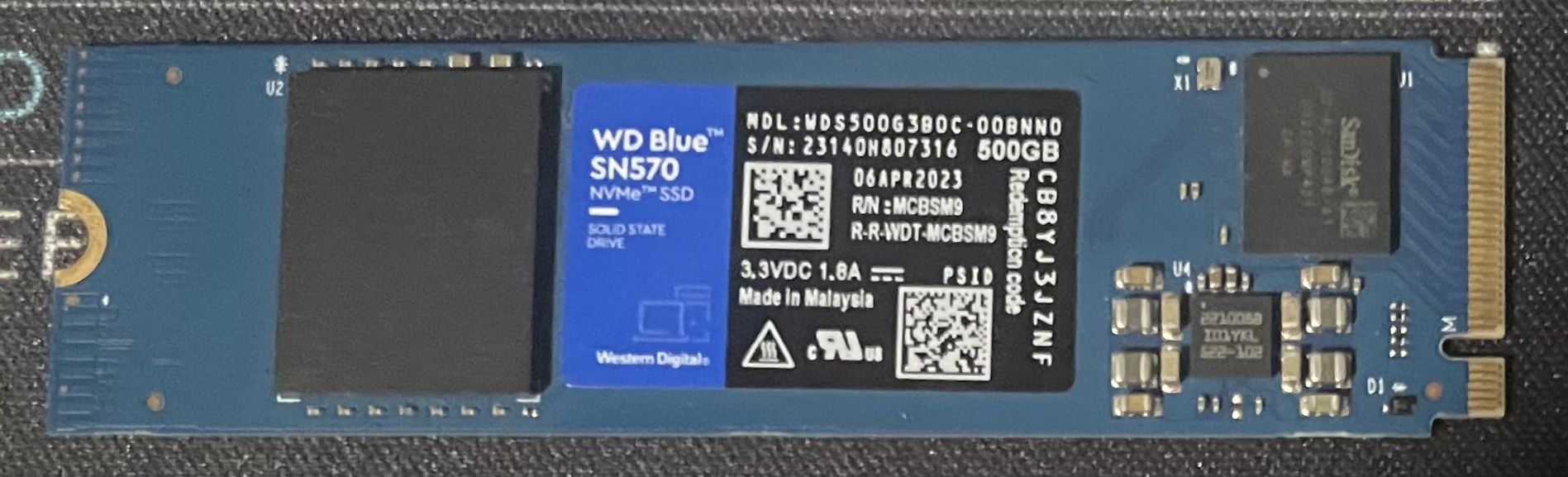WD Blue SN570 500Gb NVME SSD