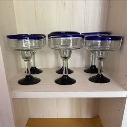 Margaritas Art Blown Glassware Colbat Blue 6 Set 