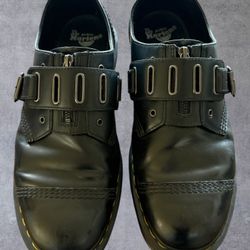 Dr. Martens 1461 Quynn Low Buckle Zip Black Leather Shoes Mens 12 Womens 13 EU 46