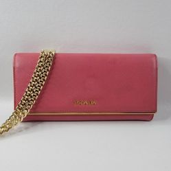 Authentic Prada Saffiano Long Wallet With Chain