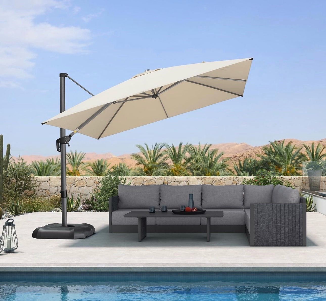 PURPLE LEAF 10 Feet Patio Umbrella Outdoor Cantilever Square Umbrella Aluminum Offset Umbrella with 360-degree Rotation for Garden Deck Pool Patio.