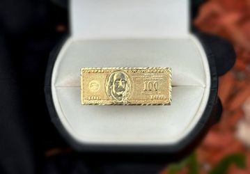 10k solid yellow gold franklin 100 bill size 10