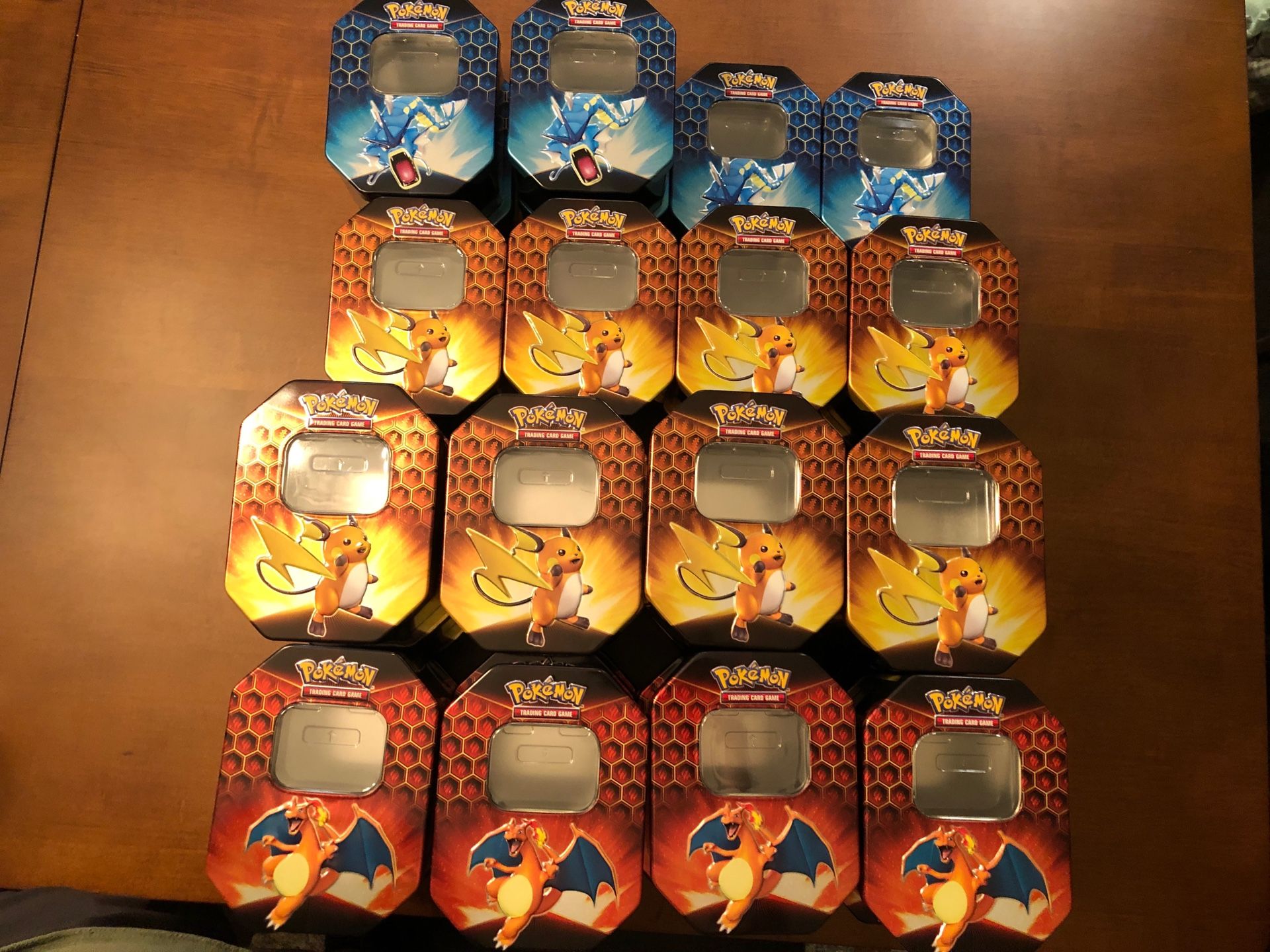 POKEMON TCG HIDDEN FATES Empty TINS Charizard Raichu & Gyarados Lot Of 36!!