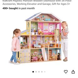 Kid Craft Wooden  Dollhouse With Wooden Furniture