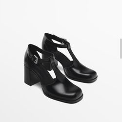 Massimo Dutti Black HIGH-HEEL SHOES WITH INSTEP STRAP