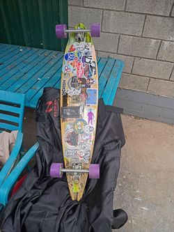 Longboard Skateboard with Purple Wheels...(46) Inches.,