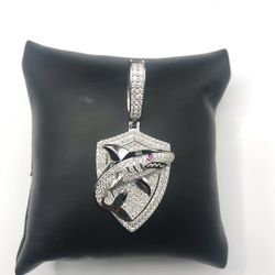925 Sterling Silver 2.80CT MOISSANITE Shark Shield Men’s Pendant 