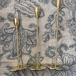 42 Gold taper candle holders + ivory sticks brand new for wedding, shower, proposal, etc!  
