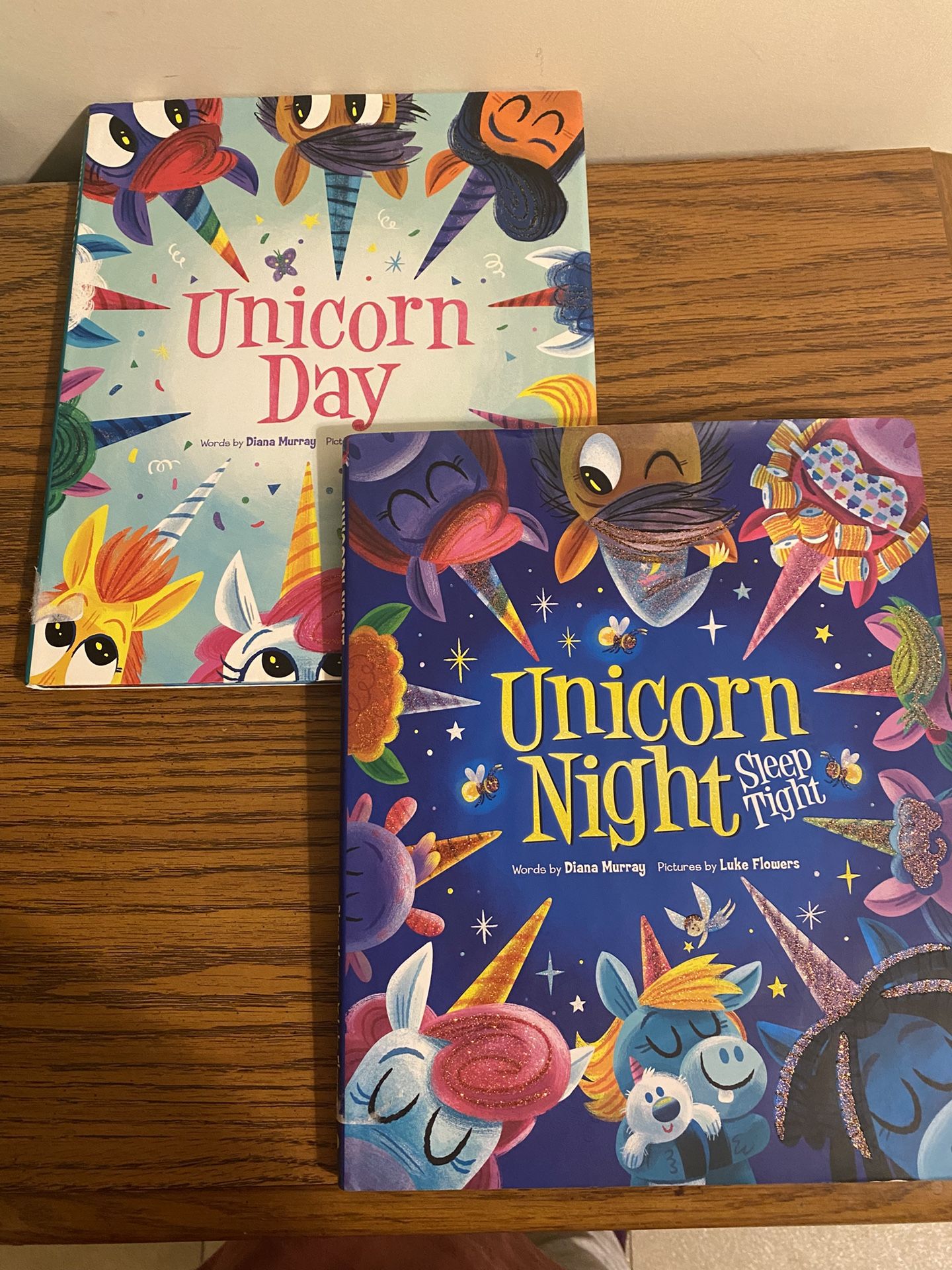 Like New Two Hardcover Unicorn Day And Unicorn Night Books