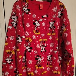Licensed Graphics Mickey Mouse Juniors Printed Snowflake Holiday Sweatshirt Size XXL (19)