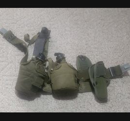 2 Military Belt With Decanters Knife Seath And Pistol Holster