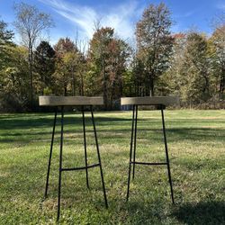 Modern Wood + Metal Bar Stools – Set of 2- $25