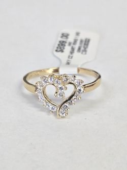 14kt Gold CZ Stone Heart Ring