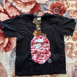 Bape Men’s T-Shirt Black Size M Pink Camo