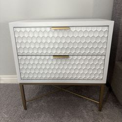 White And Gold Dresser/Night Stand