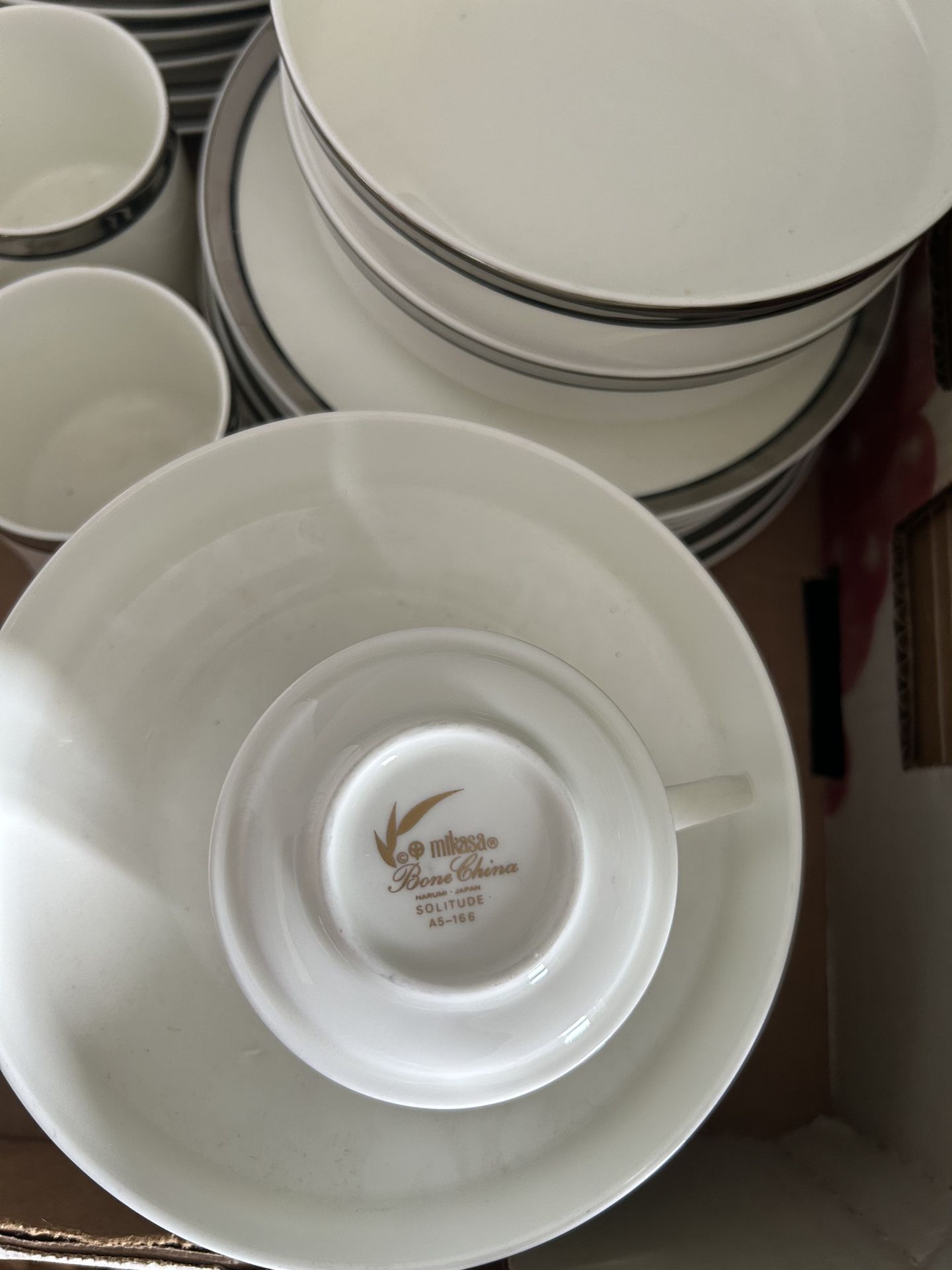 Dishes/ Mikasa/ Bone China/ Solitude collection/ 40 pieces: $250.00 Obo