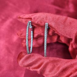 14k White Gold Diamond Hoop Earrings 2 ctw