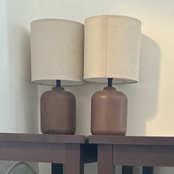 Table Lamps Mainstays 12.75” Traditional Faux Wood Table Lamp with Oatmeal Linen Shade