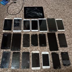 Damaged/Broken Smartphones(21) And 1 Tablet. $45!! (Parts/Repair)(A Few Phones Do Work)