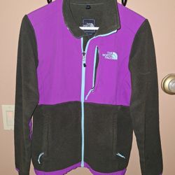 Vtg The North Face Denali Jacket Womens Sz Small Green And Pink Fleece Full Zip $35