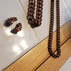 Vintage Chunky Bracelet Necklace Earrings 