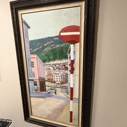 🖼️ Large Framed European Street Painting – 34x57 – $250