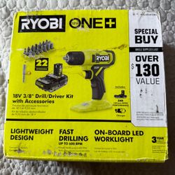 New Ryobi 18V ONE+ 3/8" Drill/Driver Kit