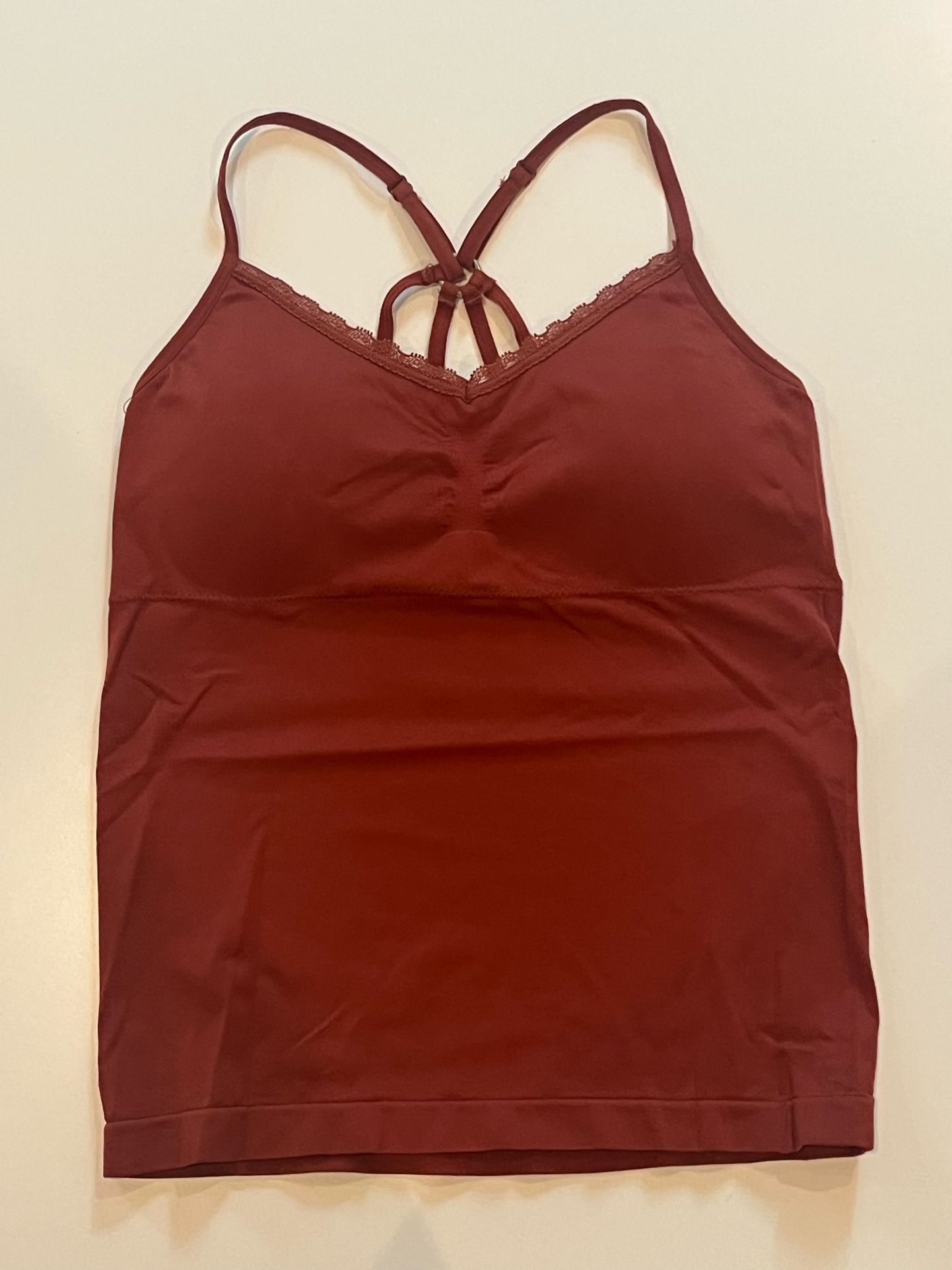 Dark Burnt Orange Lace Tank Top
