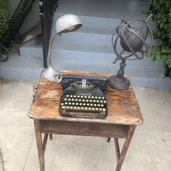 Lovely Bones; Vintage 1940s or so Industrial Metal with Wooden Top School Lab Desk: